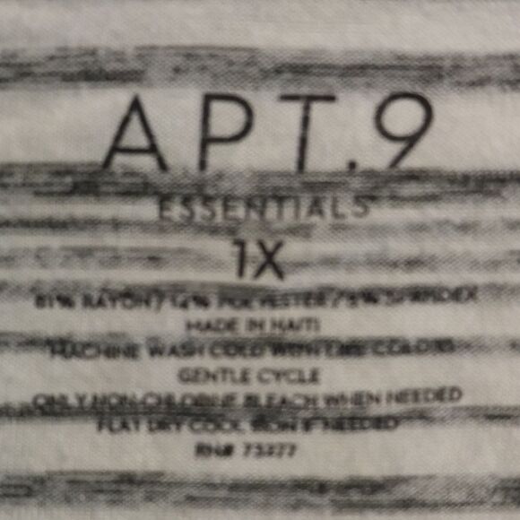 Apt 9 Black and White Stripe 1X Short Sleeve Top - Picture 5 of 7